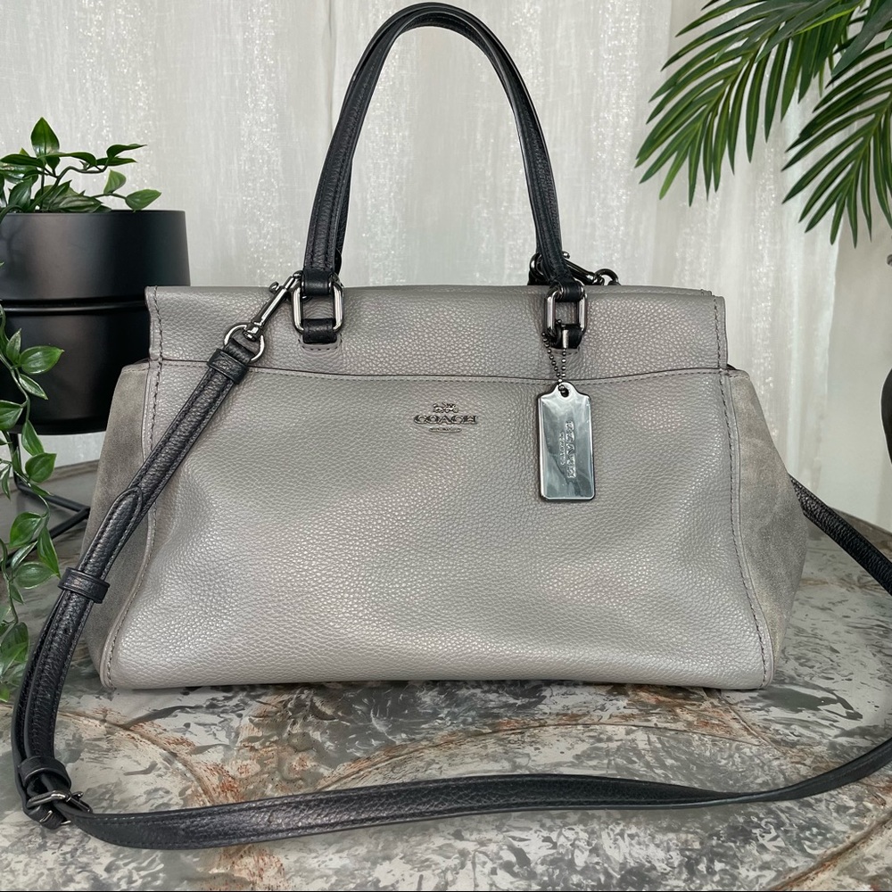 Coach Colorblock Mixed Leather Fulton 25006 DK/Heather Gray Black $350